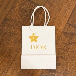 Dior White and Gold Small Shopping Gift Bag